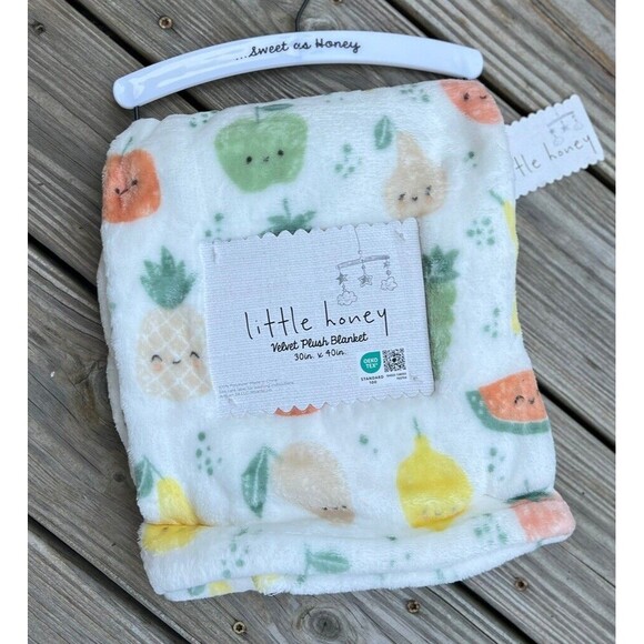 Baby Blanket Fruit Apple Strawberry Pear Watermelon Unisex Infant Little Honey - Picture 1 of 4